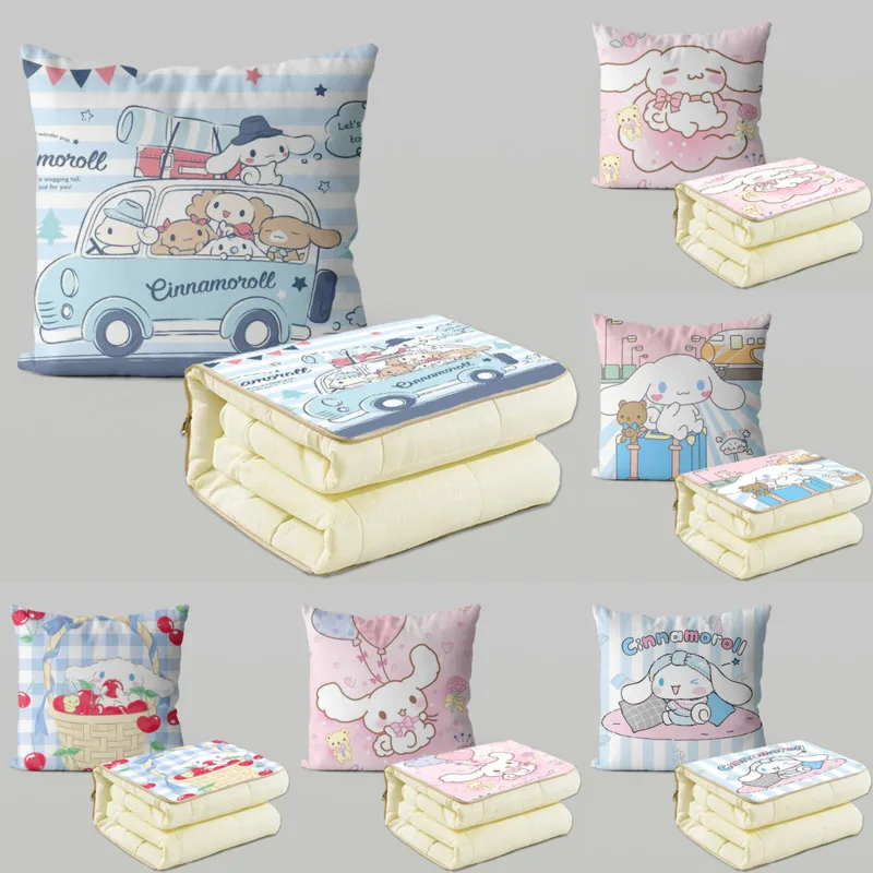 Sanrio Cinnamoroll כרית שימוש כפול שמיכת כרית שמיכת מכונית מתקפל מיזוג אוויר משרד נאפ כרית בית מעונות שמיכה