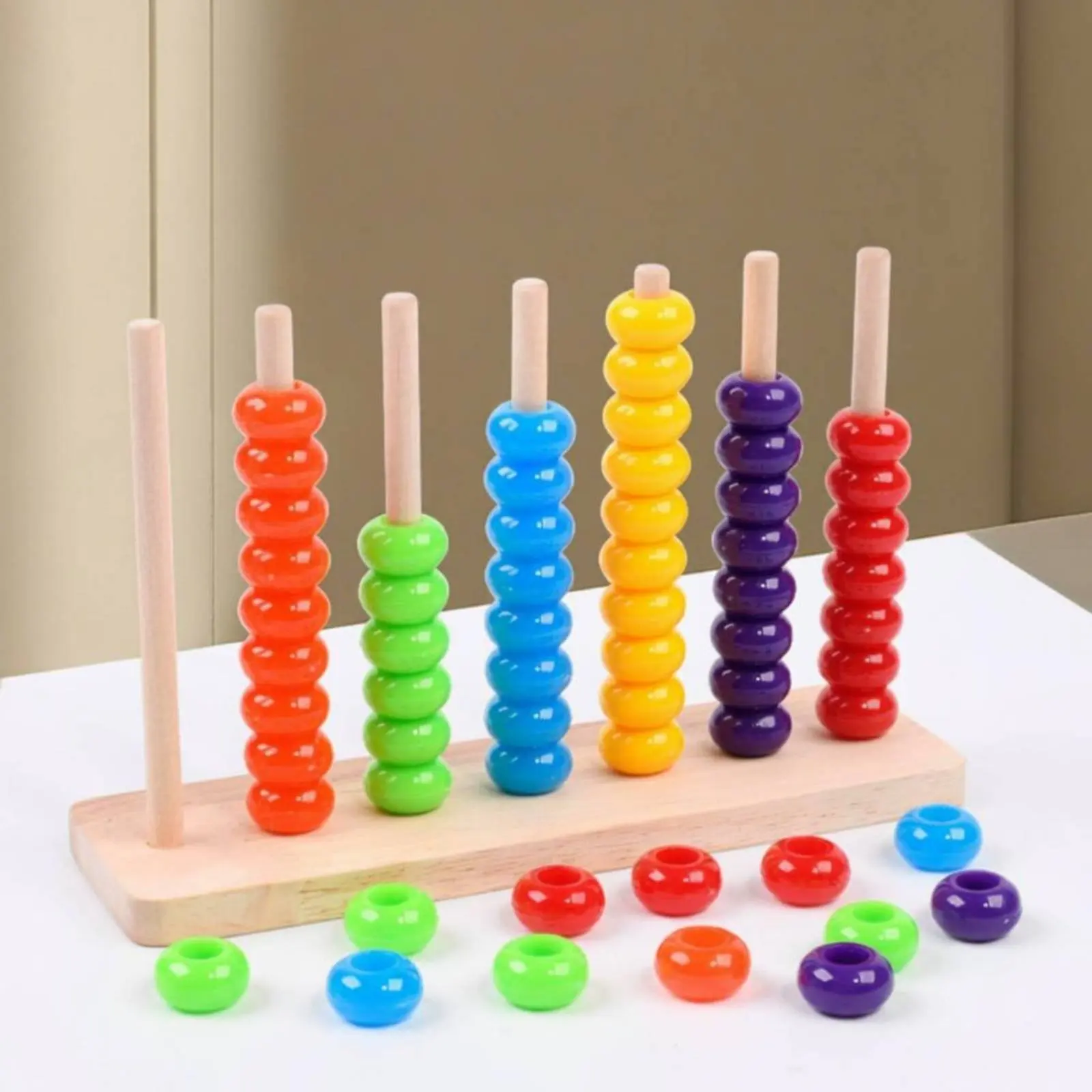 

Color Sorting Abacus Early Learning Bead Counting Frame Wood Bead Math Toy Colorful Wooden Abacus Educational for Kindergarten