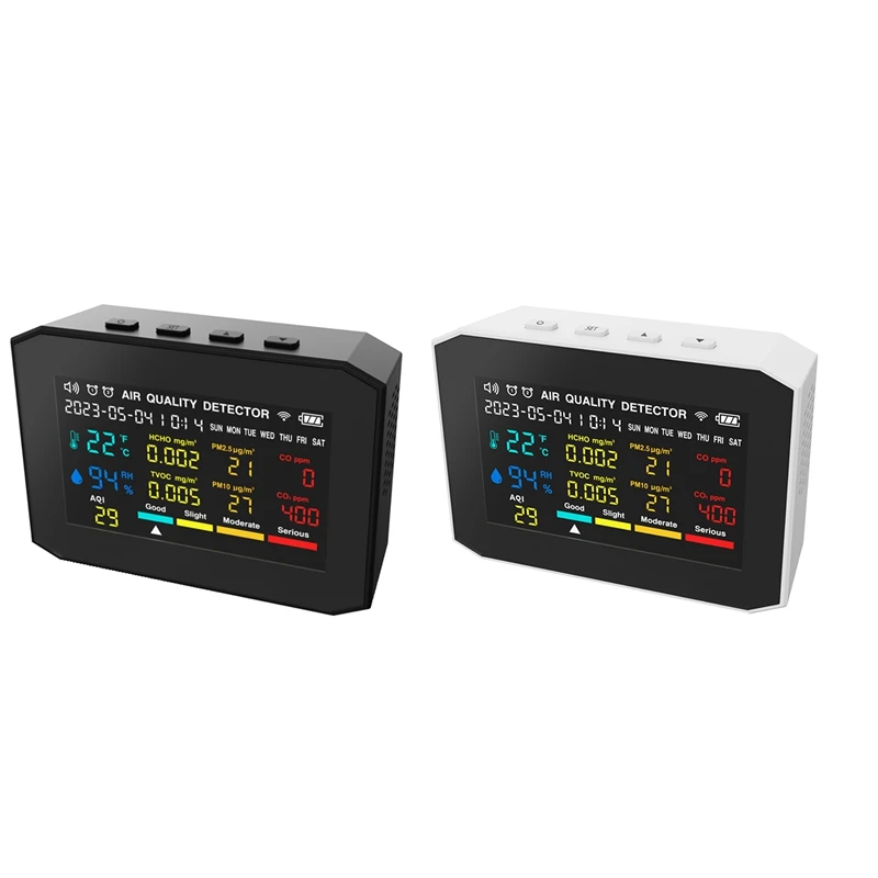 

Монитор качества воздуха 10 в 1, измеритель CO2, CO TVOC, HCHO, PM2.5, PM1.0, PM10, детектор температуры и влажности и диоксида углерода