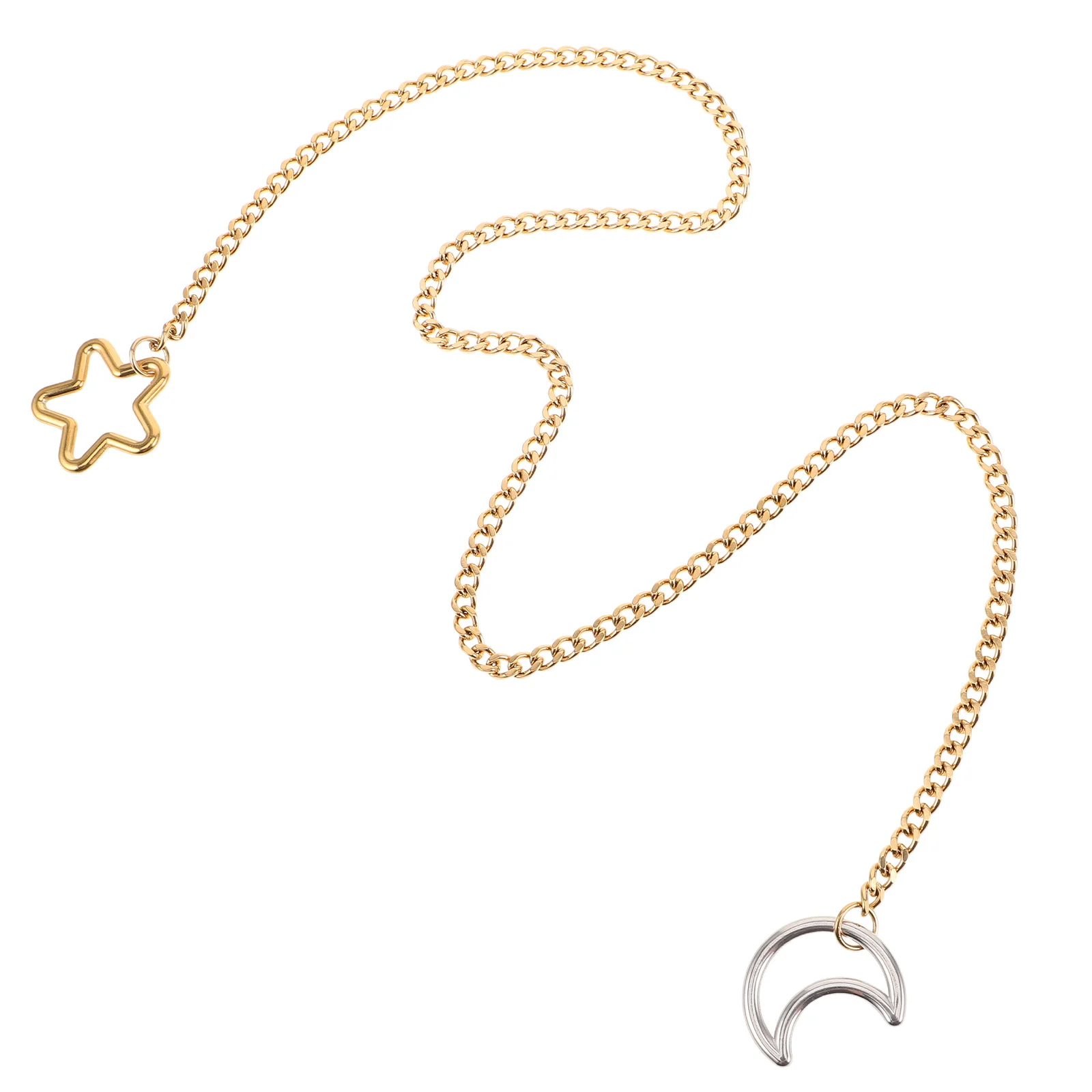 

Punk Gothic Necklace Golden Moon Star Pendant Y-Shaped Chunky Chain Adjustable Choker For Women Jewelry