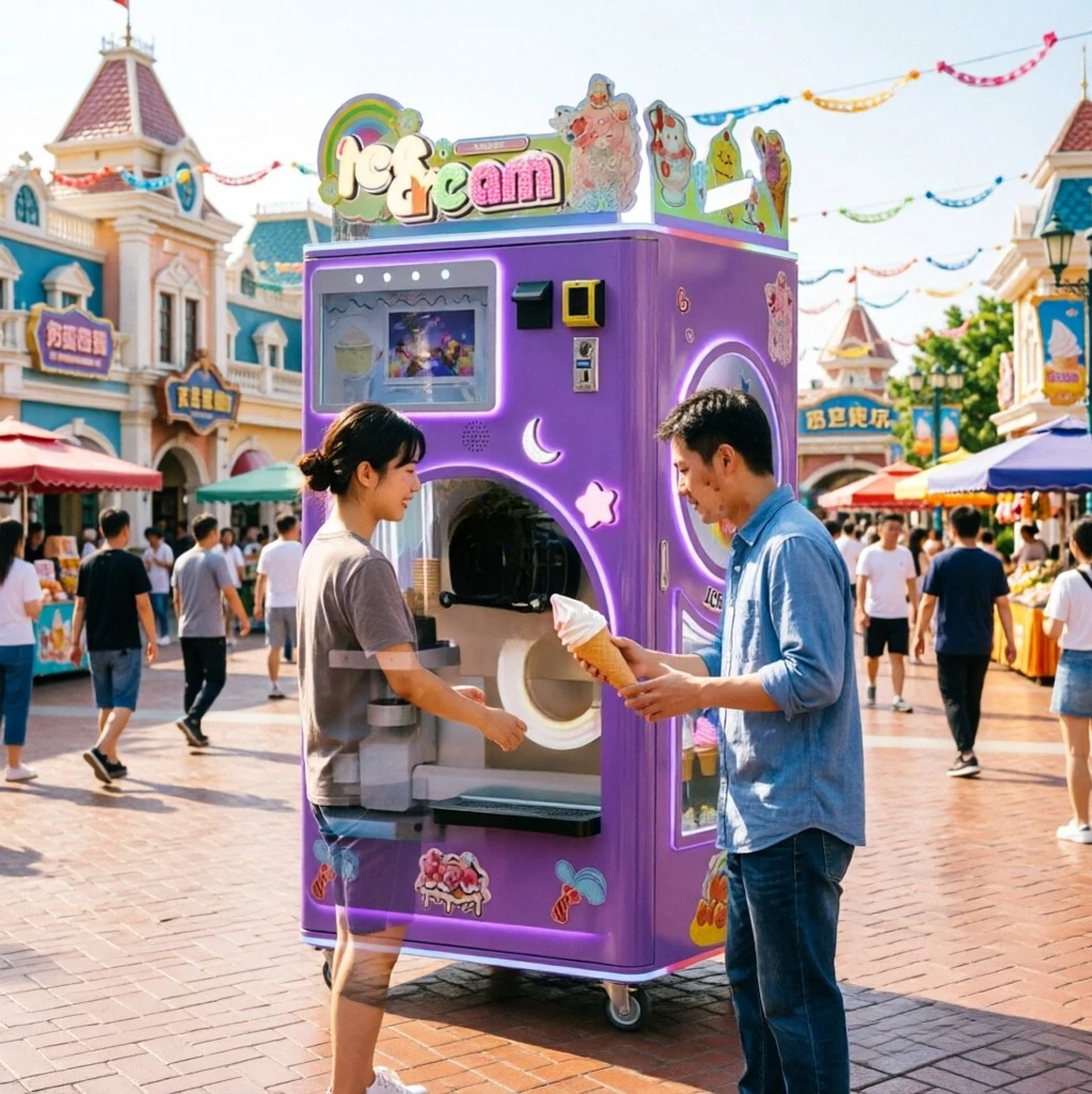 Unmanned Ice Cream Vending Machine Intelligent Temp Control Lockable Anti-theft Cabinet Airport Station Export Vending Unit