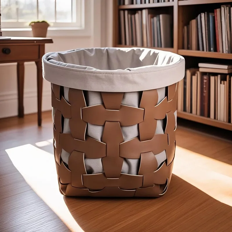 

Woven Leather Organizer Basket, Creative Trash Bin Tray, Underwear Storage Box, Luxury Closet Decor Accessory Organizer