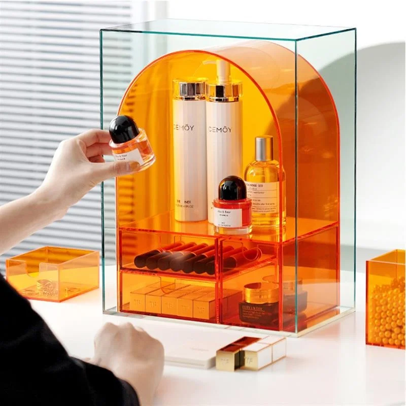 

Acrylic Orange Arched Cup Storage Ra Multi-layer Desktop Organizer Water Cup Holder Home Organization Tool Bedroom Living R...