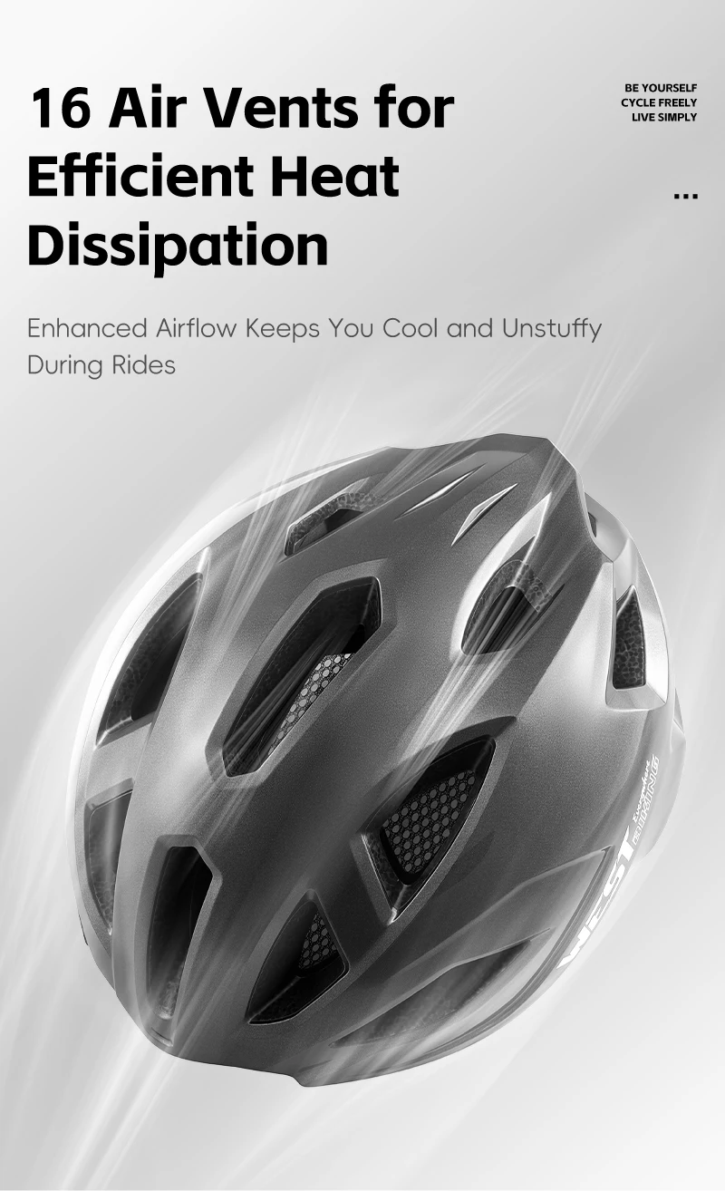 WEST BIKING Fahrradhelm mit magnetischem Visier, leichter Rennradhelm, 16 Belüftungsöffnungen, Insektenschutz, große Größe, Unisex, mehrfarbig – Detail 7