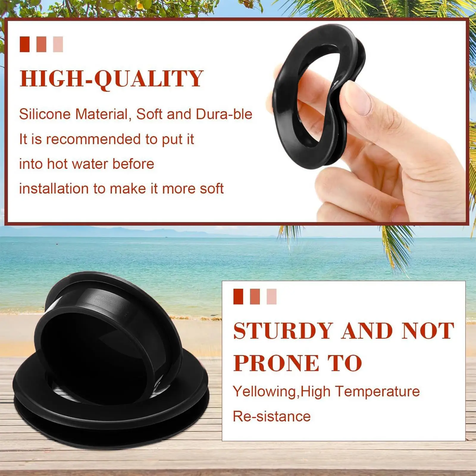 Patio Table Ring For Umbrella Hole With Cap Silicone Flexible Heat Resistant 2 Inch Garden Umbrella Hole Ring Plug For Outdoor