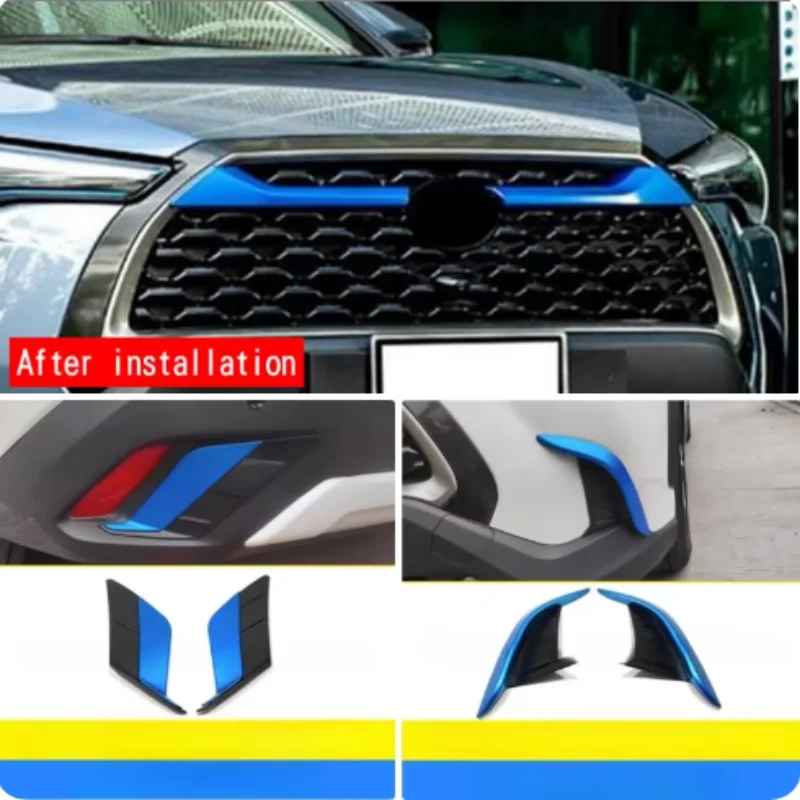 

ABS Blue Front Grille Rear Bumper Fog Light Lamp / Window Spoiler Cover Trim For Toyota Corolla Cross 2020 - 2024 Accessories
