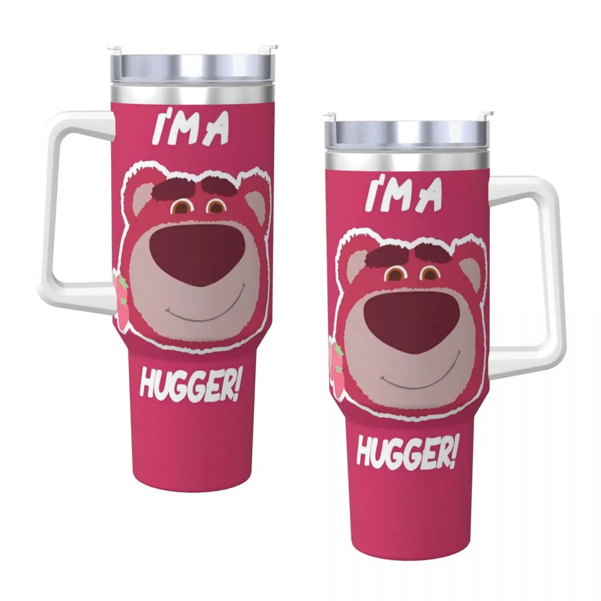 Miniso Spielzeug Geschichte Lotso Bär Edelstahl Becher Kaffeetasse mit Strohhalmen und Deckel große Kapazität Auto Tassen kalte Wärm flasche