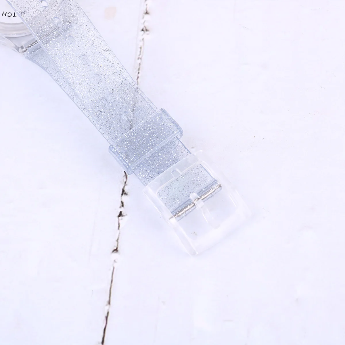 

Серебряные прозрачные часы с блестящим силиконовым браслетом, регулируемые удобные наручные часы