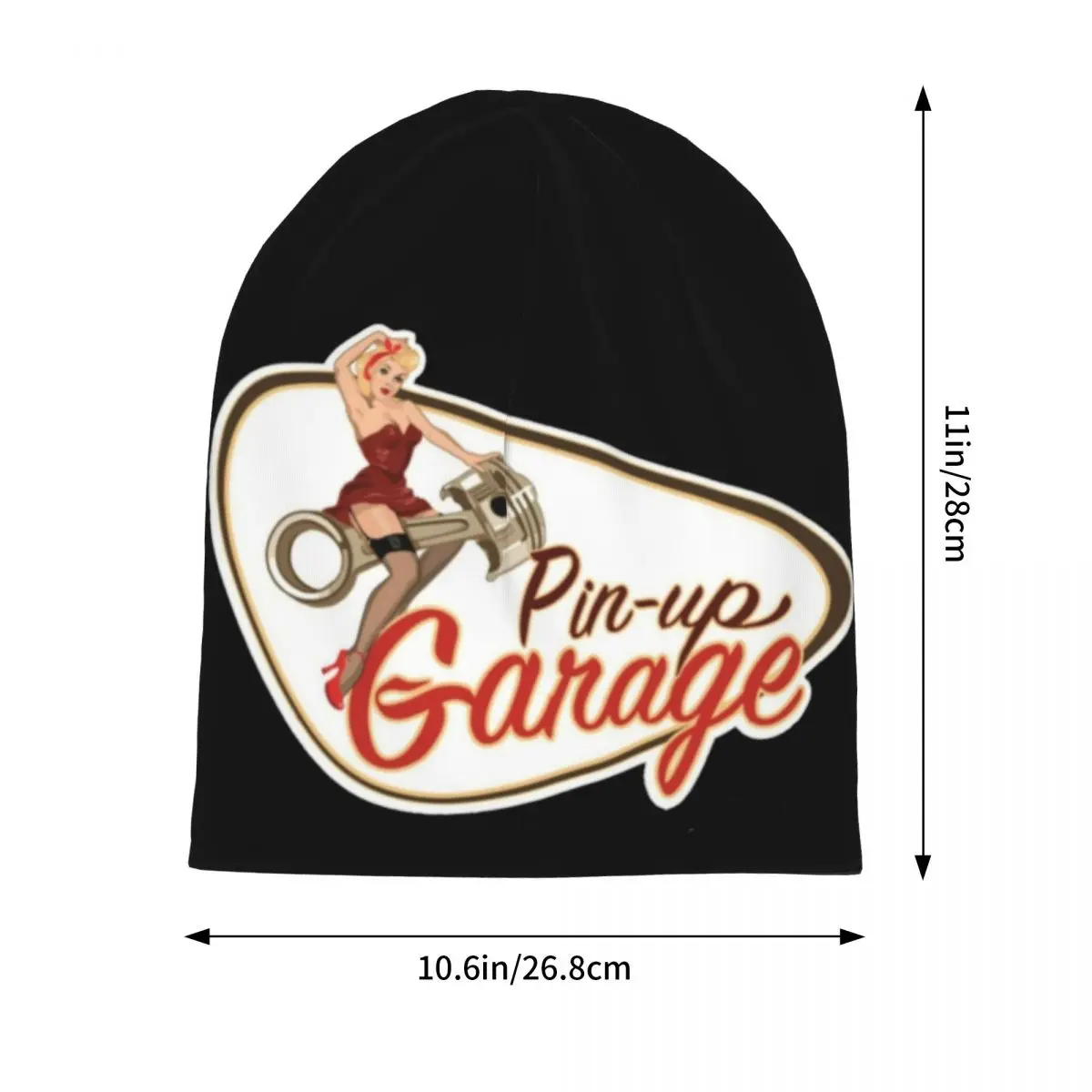 Pin Up Garage Retro Rockabilly Design Warm Knitted Cap Fashion Bonnet Hat Autumn Winter Outdoor Beanies Hats for Unisex Adult