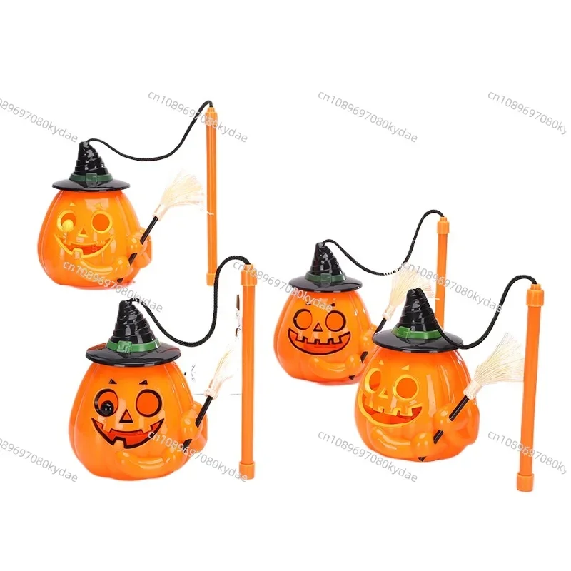 Halloween Portable Jack-o-lantern Ghost Festival Party Decoration Luminous Broom Jack-o-lantern Props Children's Toys