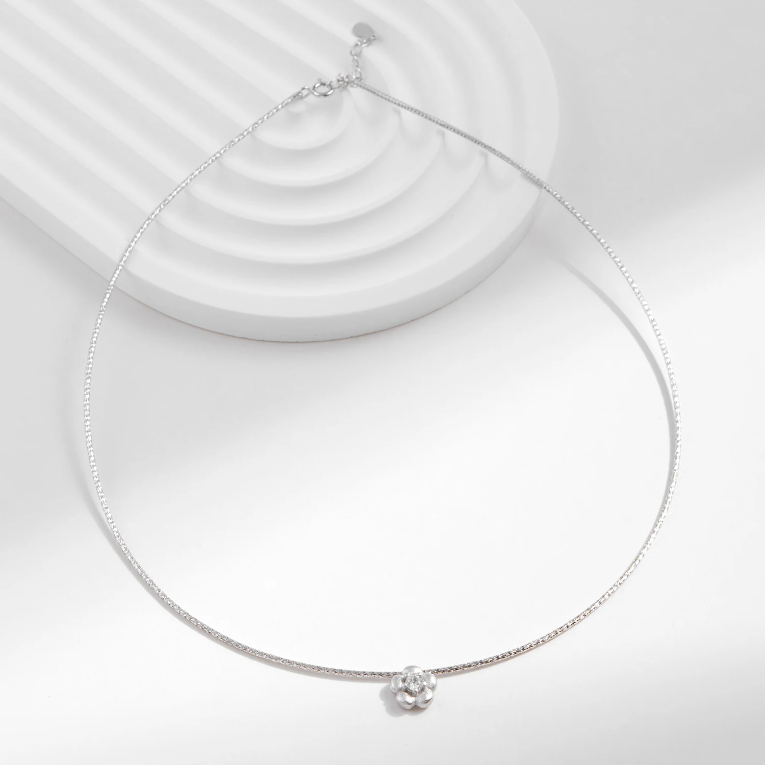 MODIAN Solid 925 Sterling Silver Fashion Frosted Flower CZ Snake Chain Pendant Necklace For Women Party Fine Jewelry