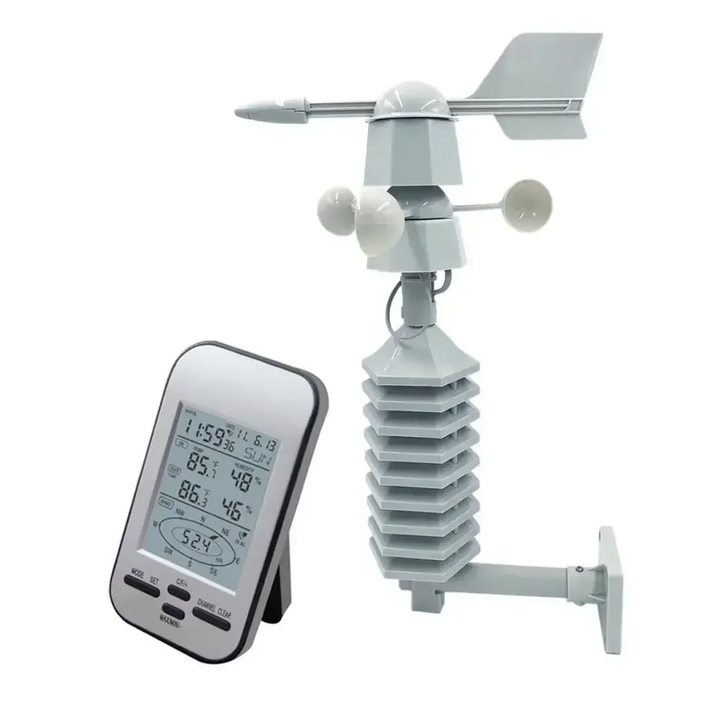 Home Wireless Weather Station Anemometer Digital LCD Outside Wind Speed Direction Chill Temperature WS0232 Humidity Meter Sensor