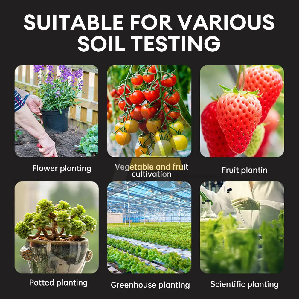 Probador de suelo 6 en 1, PH, temperatura, humedad, fertilidad, luz solar, alta precisión, jardinería doméstica, herramienta de plantación de bonsái