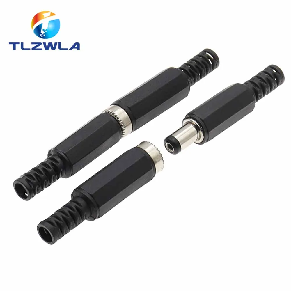 10PCS 24V 12V 3A Plastic Male Plugs + Female Socket Panel Mount Jack 5.5x2.1mm DC Power Connector Electrical Supplies 5.5*2.5