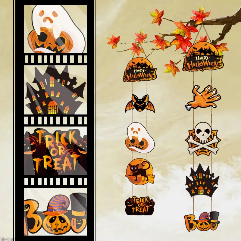 Halloween Door Hanging Door Sign Ghost Festival Party Holiday Theme Party Supplies Wall Hanging Paper Decoration Props