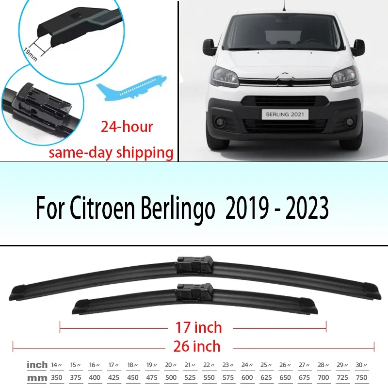 

Front Wiper Blade For Citroen Berlingo e-Berlingo K9 Peugeot Partner Rifter Vauxhall Opel Combo E Toyota ProAce City 2019 - 2023