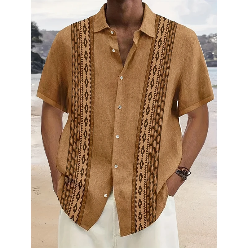 Etnische Stijl 3d Bedrukte Hawaiiaanse Strandshirts Mannen Vrouwen Casual Mode Vintage Streetwear Shirt Met Korte Mouwen Blouse Man Kleding