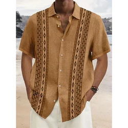 Camisas hawaianas con estampado 3D de estilo étnico para hombres y mujeres, ropa de calle Vintage de moda informal, camisa de manga corta, blusa, ropa de playa