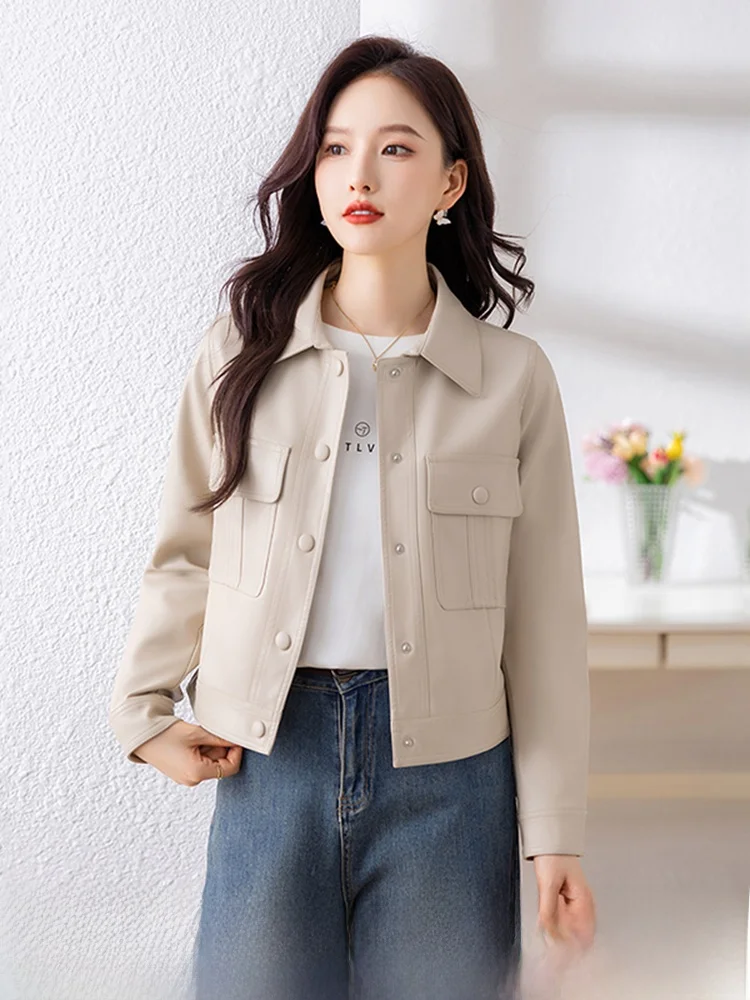 

Ning Genuine Leather Jacket Women's Short Sheepskin Slimming Slim Fit Autumn Winter New Style Small Size Leather Jacket...