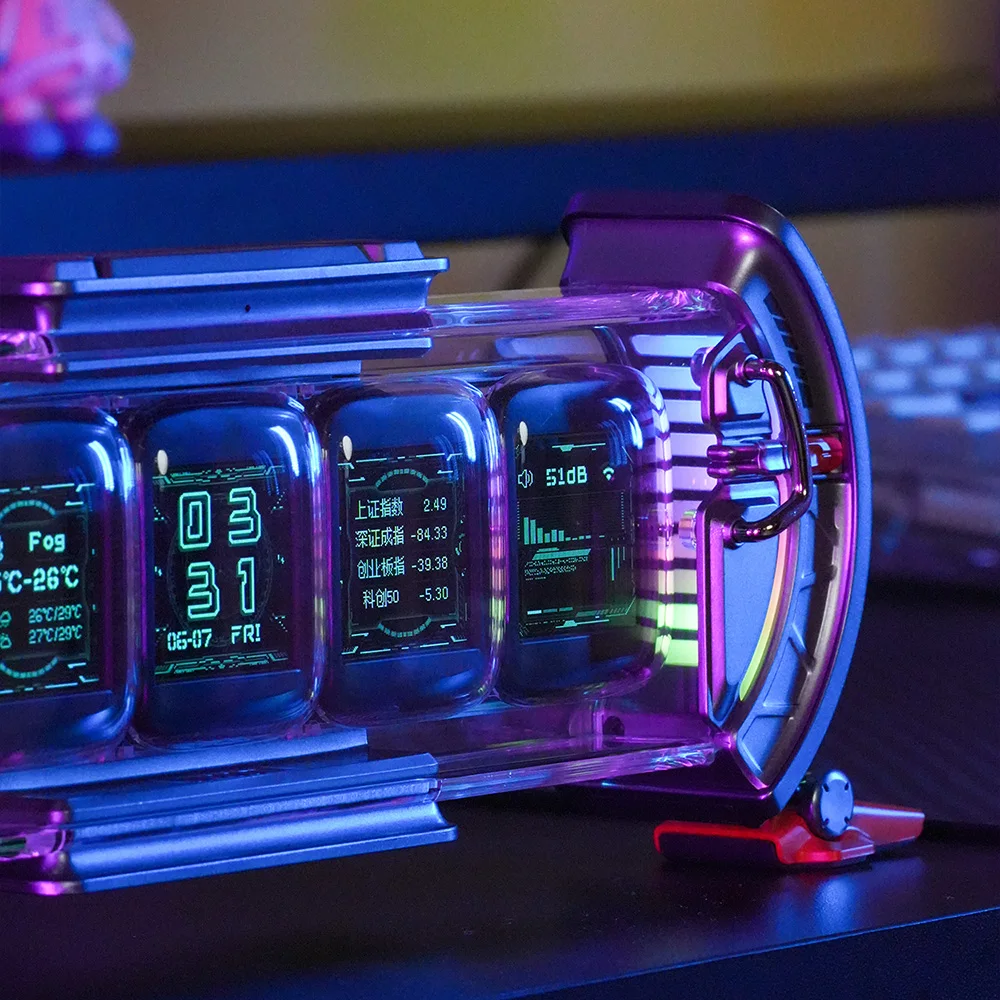 ملحقات مكتب الألعاب Times Gate Cyberpunk RGB - شاشة IPS Pixel DIY لإعدادات ألعاب الكمبيوتر ومكاتب غرف الألعاب