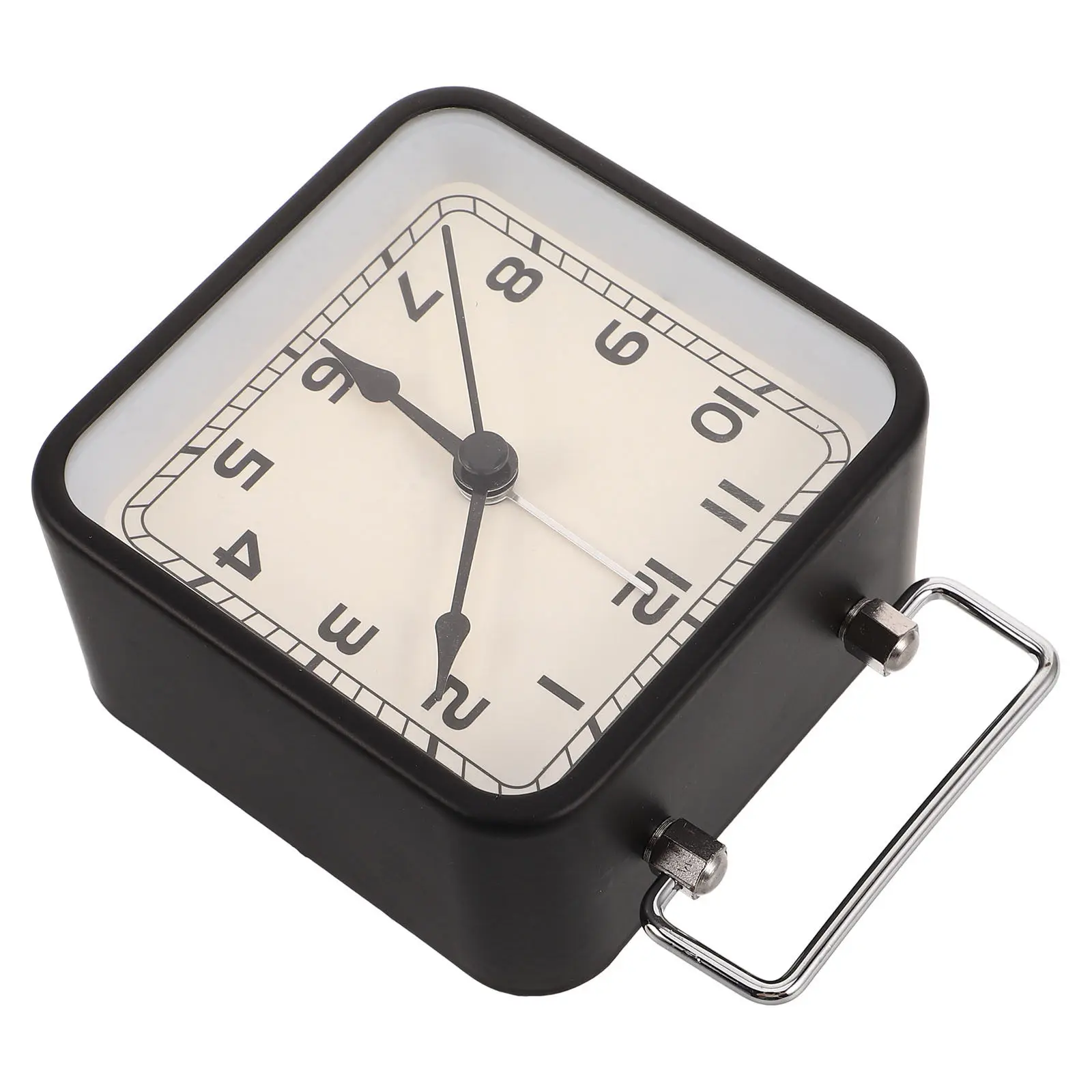 Square Metal Silent Analog Alarm Clock with Lighted Face – Quiet Bedside Desk Clock for Kids, Students & Travel