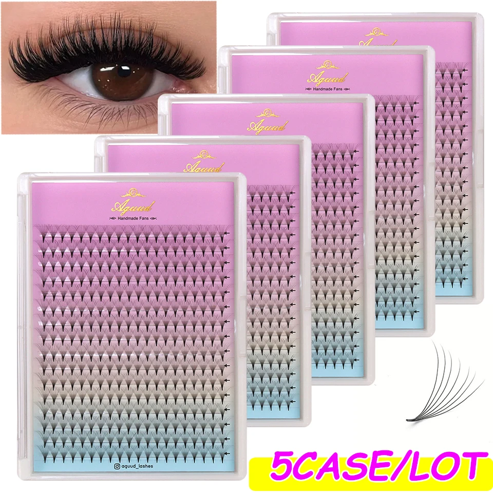 5Cases Premade Volume Fans 3D 4D 5D 6D 8D 10D 12D MIX Individual Lashes Pre Made Russian Volume Fan Eyelash Extension Faux Mink