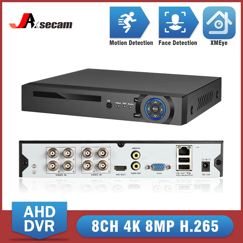 4K AHD/N DVR 8 canali 8CH CCTV Face Detection AHD DVR Hybrid DVR/8MP 6 in1 videoregistratore per telecamera AHD telecamera IP telecamera analogica