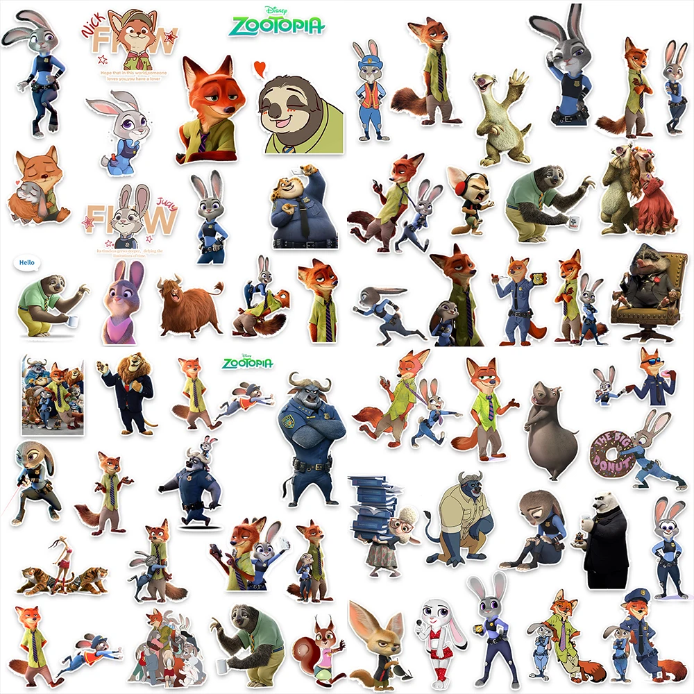 

60PCS Kawaii Cute Zootopia Graffiti Stickers Creative Decoration Notebook Mobile Tablet Waterproof Stickers DIY Toys Gifts