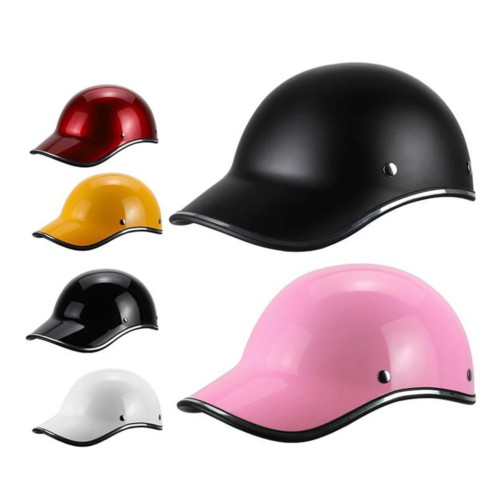 Capacete de rosto aberto para motocicleta, boné de beisebol rosa de plástico durável, meio capacete feminino, e-bike, retrô, bicicleta, scooter elétrica, chapéu de segurança