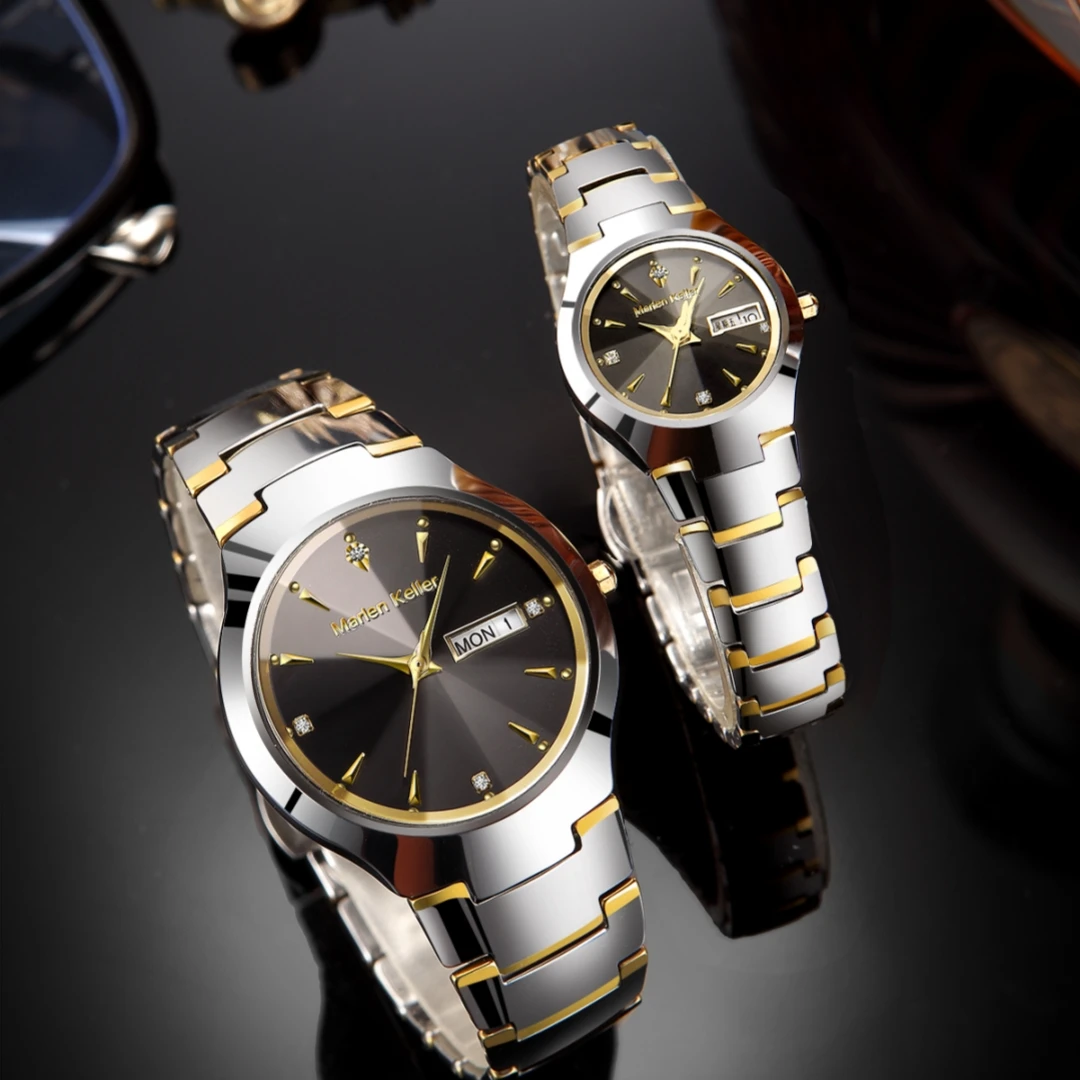 Imagem -02 - Marlen Kellers-tungsten Steel Waterproof Quartz Ver Couple Band Calendário Novidades Fashion Trend