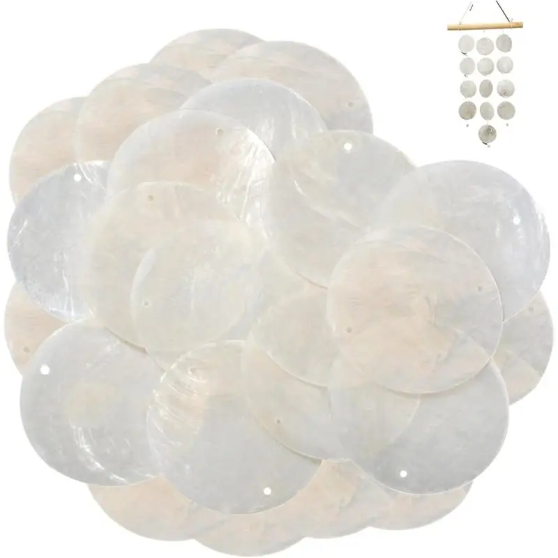 ABKP-Capiz Shells - 100PCS 1 Inch Round Shells With Holes, Polished Natural For Crafting Jewelry Making DIY