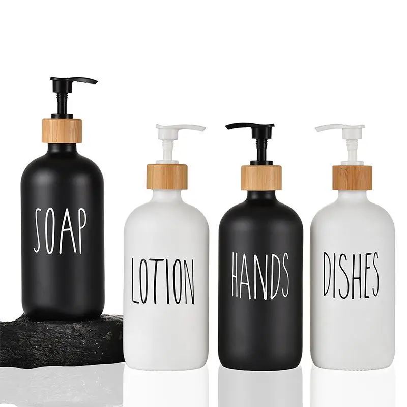 Creative Hotel Hand Sanitizer Glass Bottles Household Bathroom Shampoo Dispenser Modern Style Black and White Glass Bottle