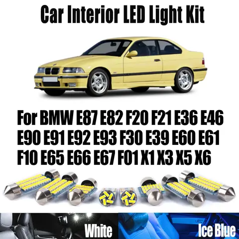 BMW E87 E82 F20 F21 E36 E46 E90 E91 E92 E93 F30 E39 E60 E61 F10 E65 E66 E67 F01 X1 X3 X5 X6용 LED 실내 독서등 키트