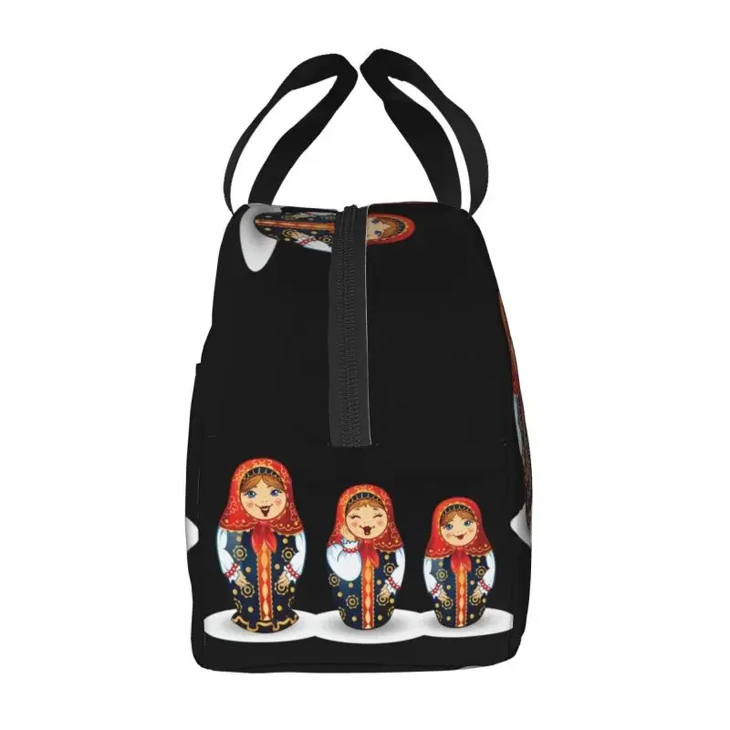 Russian Traditional Art Matryoshka Doll Insulated Lunch Bag for Picnic Nesting Doll Leakproof Thermal Cooler Lunch Box Women Kid