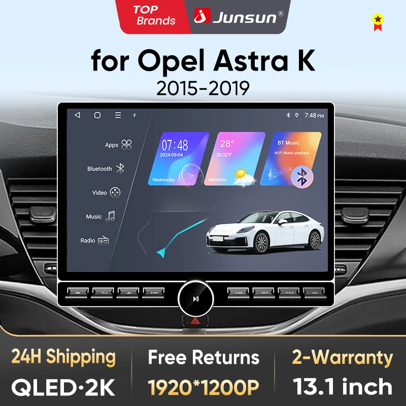 Junsun 13,1″ QLED Wireless CarPlay Android Auto Autoradio für Opel Astra K 2015-2019 Intelligente Systeme DSP SWC RDS GPS FM BT