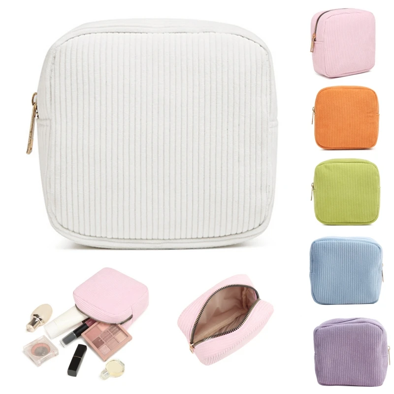 Square Small Makeup Bag Student Small Earphones Zero Wallet Girl Portable Lipstick Storage Bags Corduroy Bags Korean