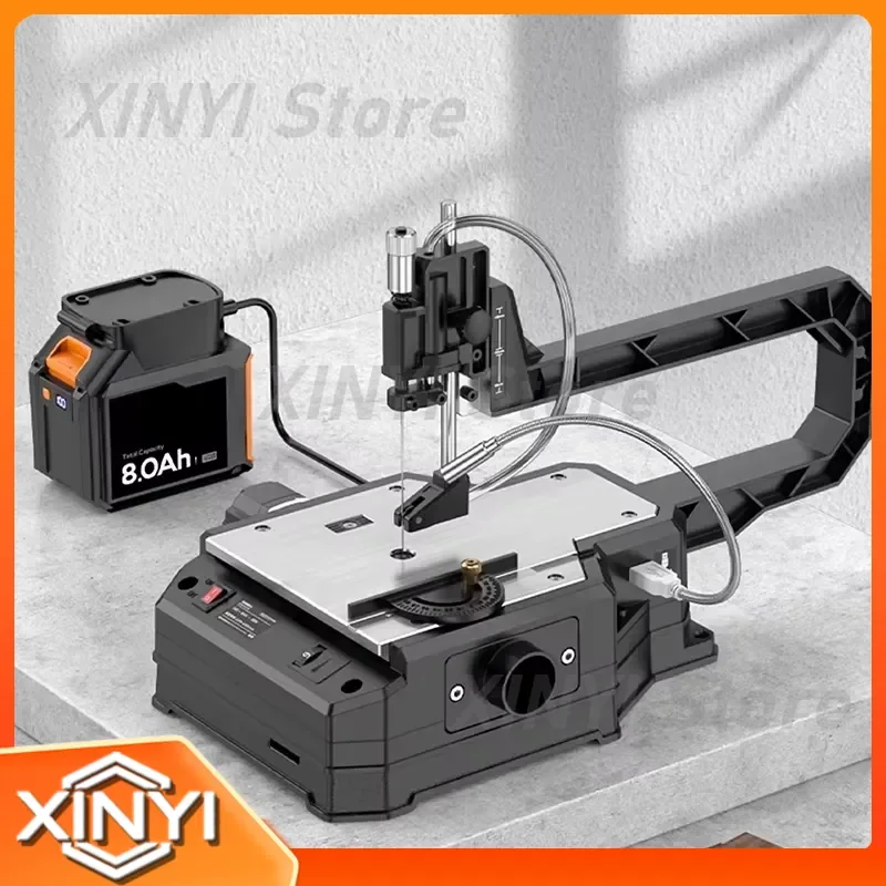 Benchtop Jigsaw for 4.0Ah/6.0Ah Battery, Compact Multi-Purpose Dust-Free Wood Carving and Openwork Saw, Woodworking Electric
