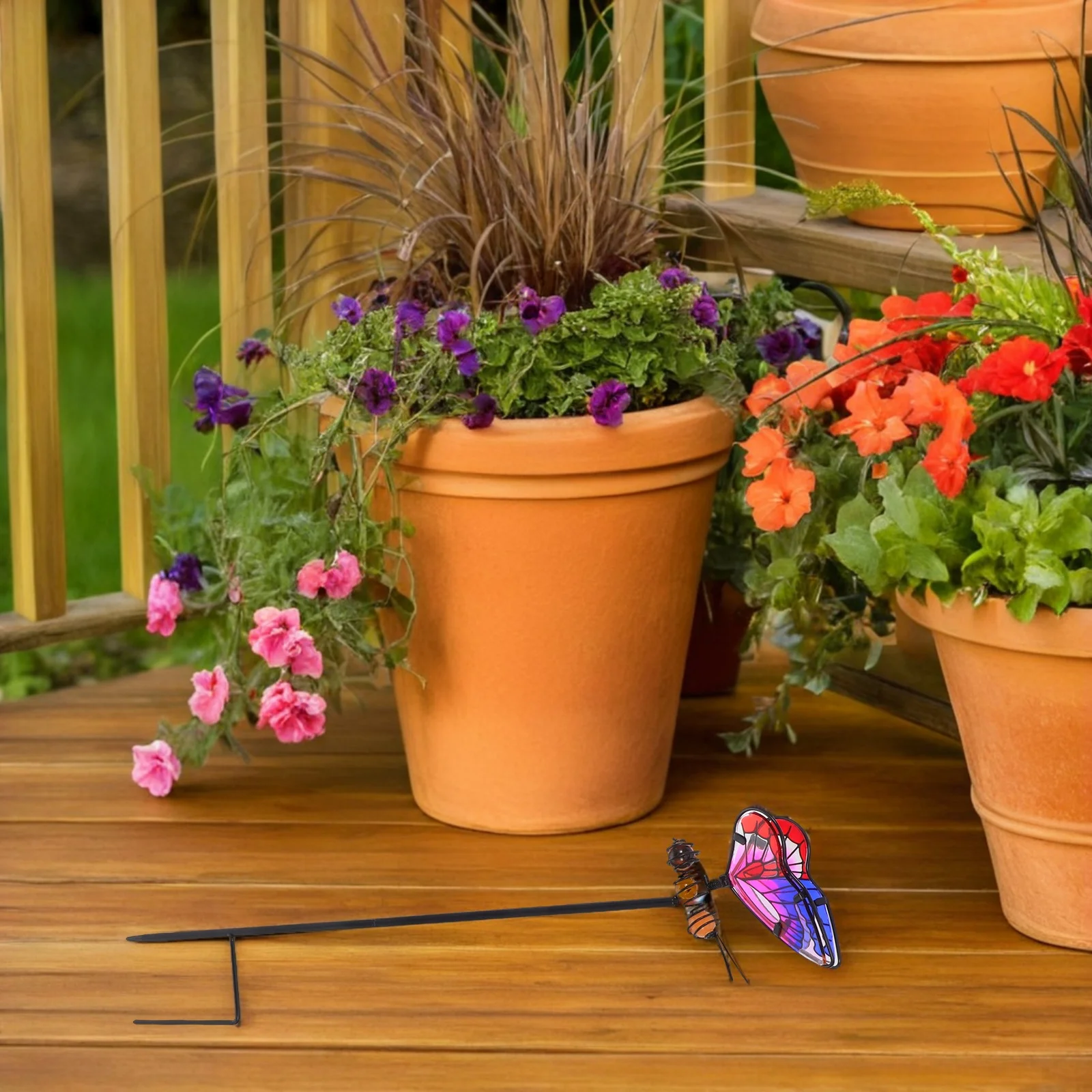 

3pcs Glass Butterfly Garden Stakes Weatherproof Metal Decorative Yard Decor For Patios Lawns Pathways Outdoor Plant Lawn