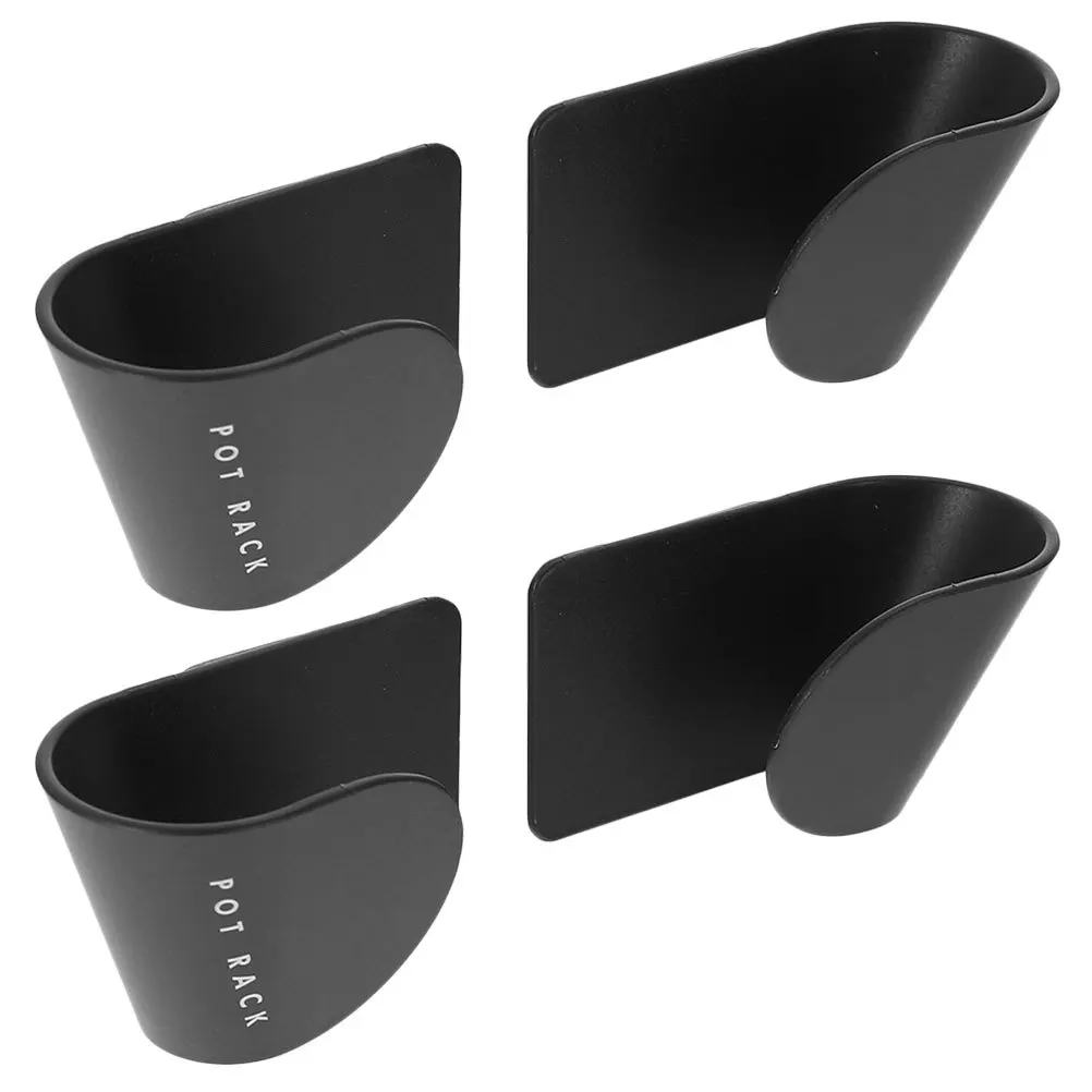 

4pcs No Drill Pot Lid Rack Wall Mounted Kitchen Storage Stand For Pots Covers Organizer Abs Black