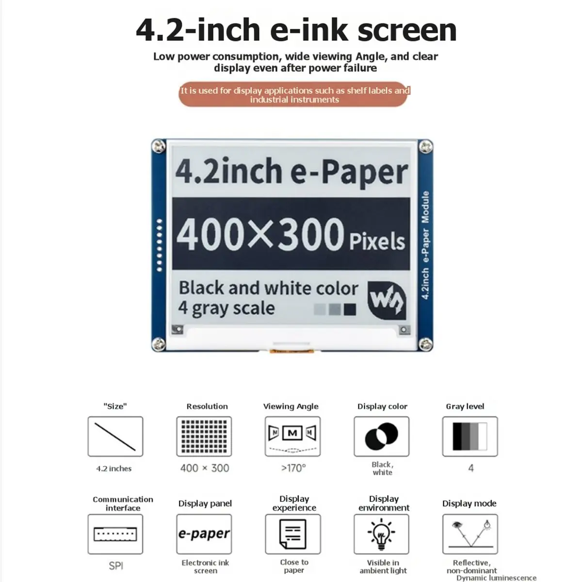 M05K  4.2 Inch for Display Module Display Black White with SPI Interface for Nucleo STM32