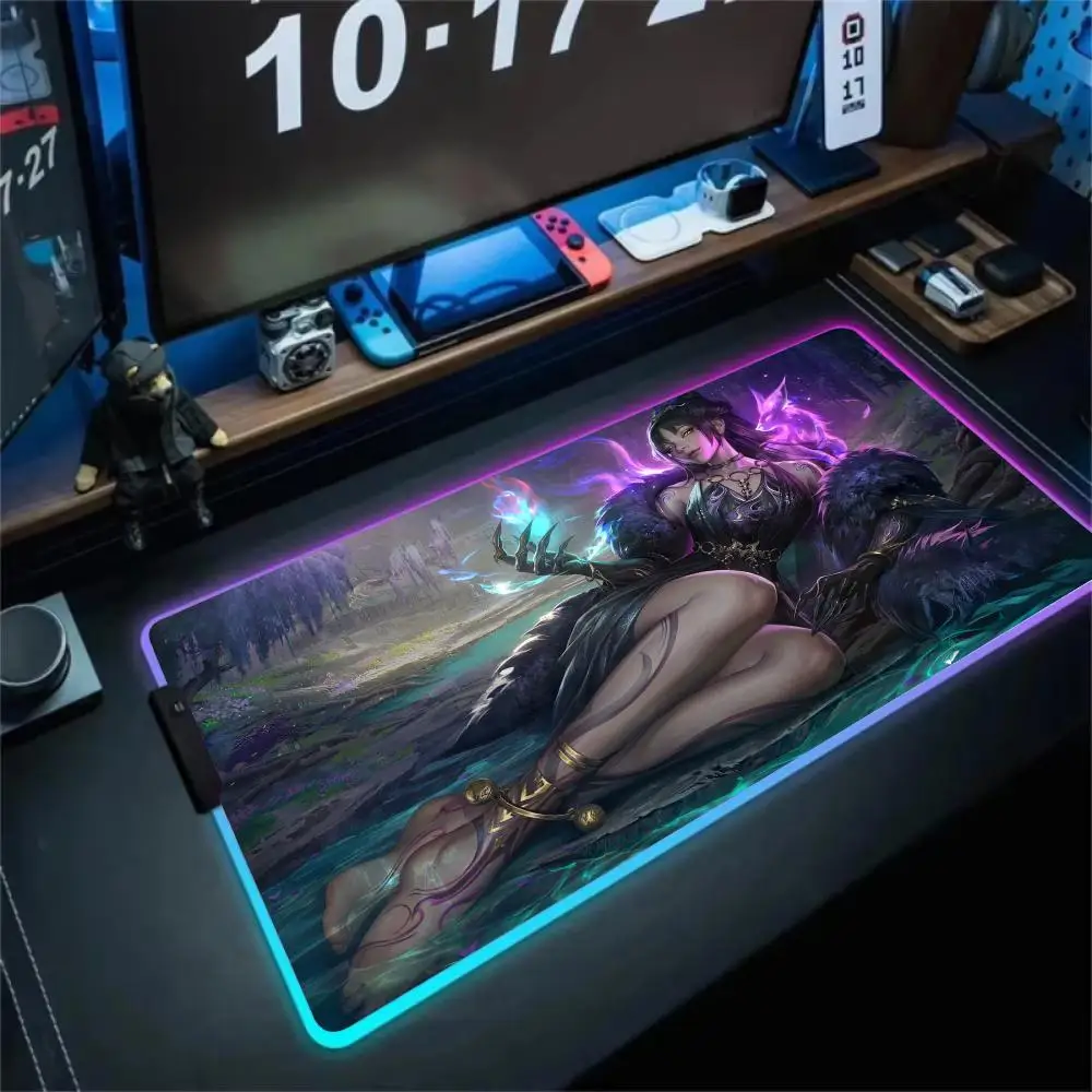 

RGB anime Mouse pad Sexy magic Witch LED glow gaming mat rubber anti-slip Desk Mat gamer pc accessories Gaming keypad mousepad