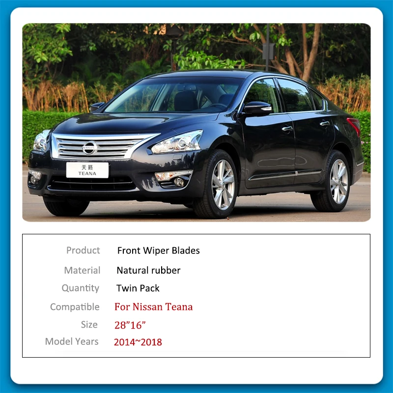 For Nissan Teana 2014~2018 L33 MK5 2017 2018 Car Front Rear Wiper Blades Brushes Windshield Accessories Stickers Led Floor Mats