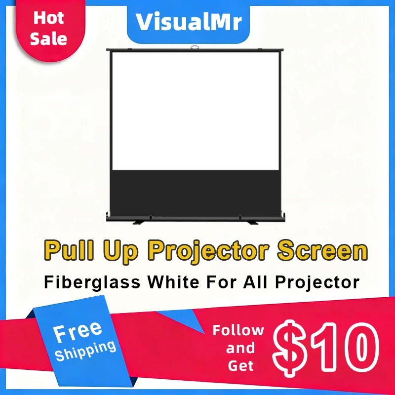 

Portable Projector Screen Pull Up Projection with Stand 16:9 4:3 Full Screen 60-120inch for Home Cinema Outdoor Camping Office