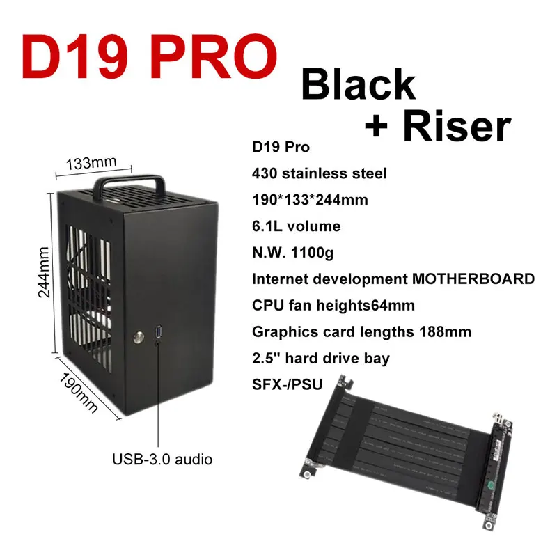 D19 Pro version kapazität 6,1 L Mini ITX Chassis Spiel Computer Unterstützung Grafikkarte RTX2070 I7 Kleinste Unabhängige Display Fall – Detail 1
