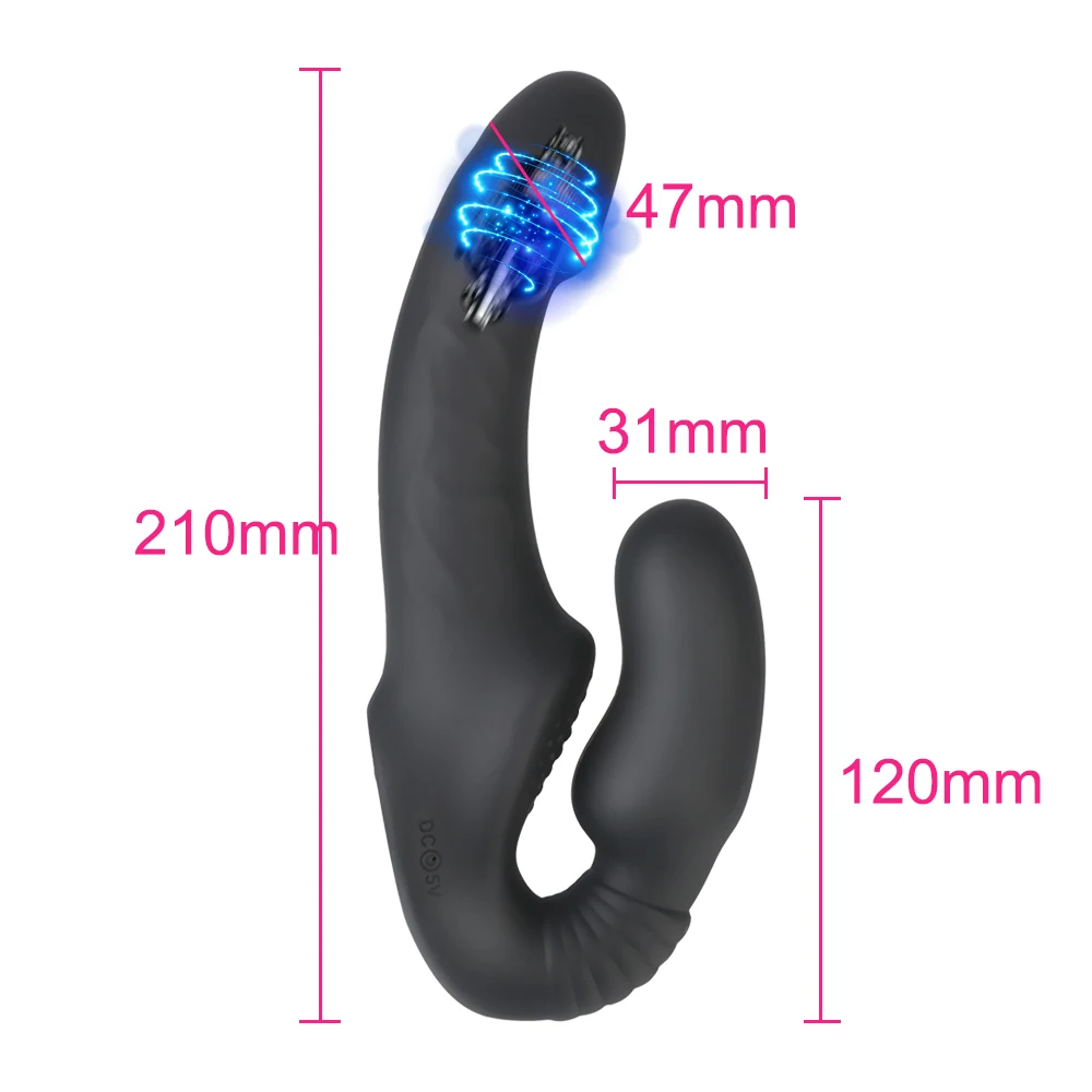 Wireless G Spot Dual Penis Head Anal Prostate Massager Strapless Strap-on Dildo Vibrator Sex Toys for Couple Lesbian Female