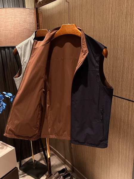 

Двусторонний мужской жилет: универсальный, высококачественный, новый весенний стиль, деловой повседневный, дышащий, легкий, из полиэфирного волокна