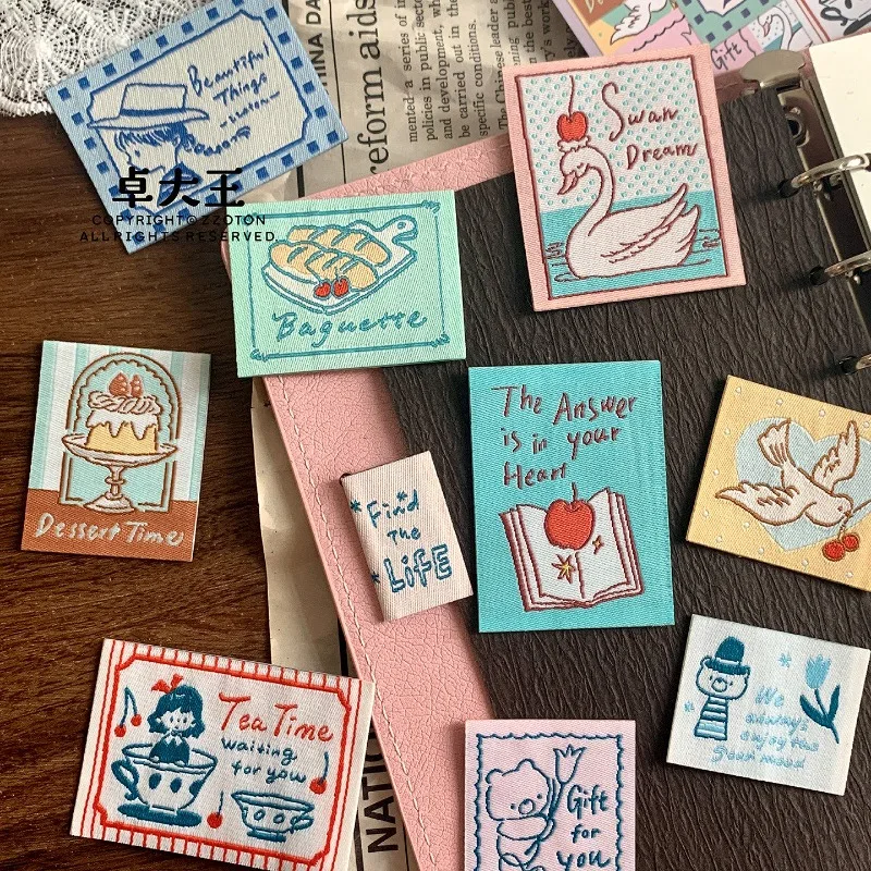 Zzotton Vintage Romantic Fabric Sticker Craft Supplies DIY Scrapbooking Card Making Decorative Bag