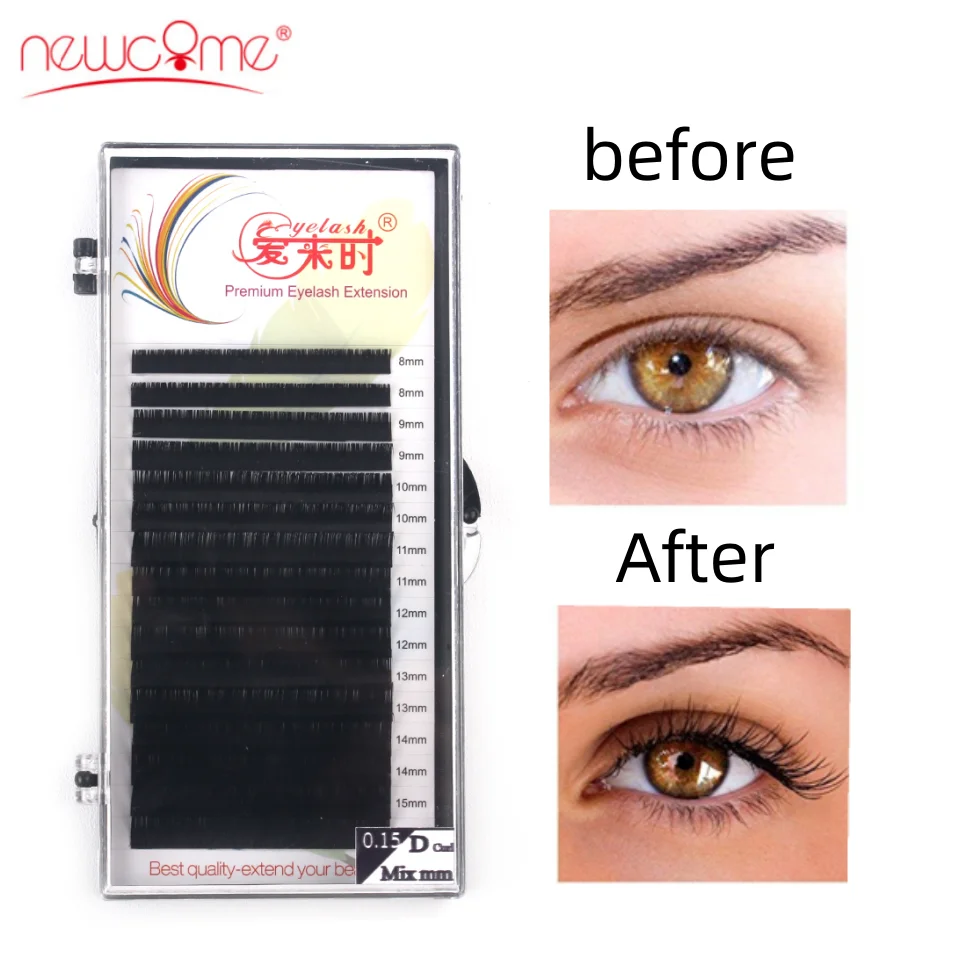 NEWCOcloser-Faux Cils Classiques, 12 Lignes/Boîte, Volume Naturel, Doux, Faits à la Main, de Haute Qualité, Toutes Tailles