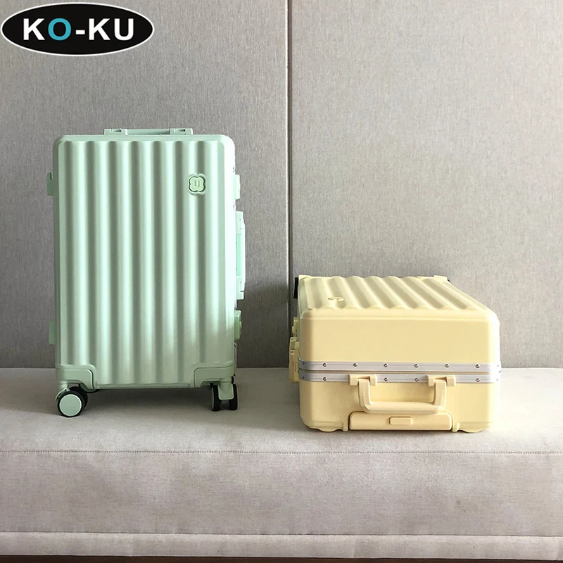 KO-KU kualitas tinggi bingkai Aluminium bagasi wanita 20 inci Boarding Box Aluminium Alloy troli kotak perjalanan kata sandi 22/24/26