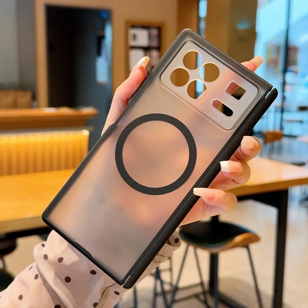 Matte Translucent Magnetic Phone Case For Xiaomi Mix Fold 4 3 Full Hinge Protection Wireless Charging Shockproof Cover